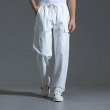 Nuevo Estilo Pantalones de Trabajo Hombres Sueltos Primavera y Otoño Algodón Piernas Anchas Pantalones