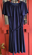 Vestido midi Jessica Howard para mujer azul marino manga capa cinturón talla 14W nuevo con etiquetas