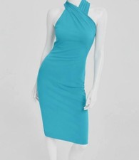 Vestido Vaina Rachel Roy Para Mujer Azul Cruzado Halter Talla XSmall