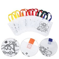Bolso Doodle 24 un. con patrones de dibujos animados - 10x9 pulgadas colorea tu propio bolso de mano artesanal
