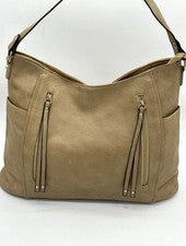 Bolso Hobo Grande Tostado Para Mujer Cuero Sintético Cartera de Hombro Bolso de Mano Doble Cremallera