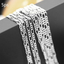 Collar de cadena Figaro de plata 925 de 16-30 pulgadas 5 piezas para mujer joyería de moda