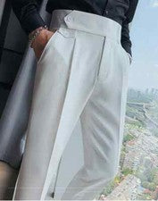 Pantalones de traje de negocios lisos blancos otoño estilo Miami para hombre