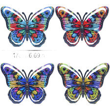 Juego de decoración de pared de mariposa rústica de hierro azul para paredes de hogar y oficina