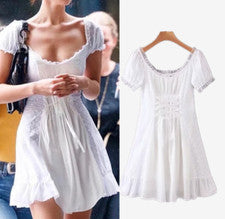 blanco encaje VINTAGE NUEVO DISEÑO VESTIDOS CORTOS MUJER VERANO VESTIDO ESTILO FRANCÉS NUEVO