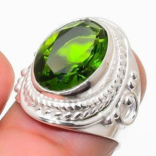 Anillo de plata de ley 925 hecho a mano con piedras preciosas de peridoto verde de todos los tamaños para regalo