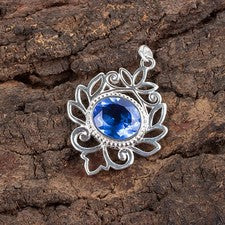 Colgante de plata de ley 925 con piedras preciosas de tanzanita azul hecho a mano joyería regalo para
