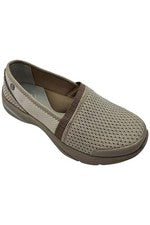 Zapatilla deportiva sin cordones Bzees para mujer color topo traje de baño tela de red