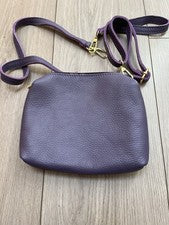 Bolso Bandolera Cuero Púrpura Cartera Correa Ajustable + Correa para Muñequera/Hecho a Mano ITALIA