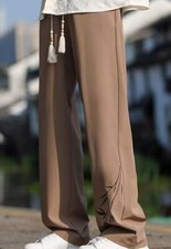 Hombre Verano Chino Bordado Moda Niño Pierna Ancha Hasta el Suelo Pantalón