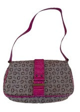 Mini Bolso de Hombro GUESS Rosa Monograma Lona Baguette Cartera Y2K Para Mujer’s