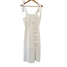 Vestido midi Avantlook con cordones al hombro S blanco nuevo con etiquetas abertura ALDR003