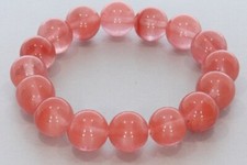 Pulsera de piedras preciosas elásticas de cuarzo fresa 12 mm bola joyería - tamaño individual
