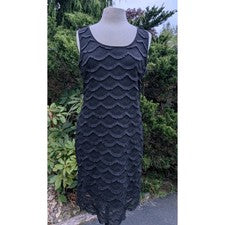 Vestido Ronnie Nicole Y2K Para Mujer Talla 10 Negro Flecos Retro Cremallera Trasera Nuevo con Etiqueta