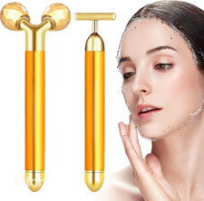 Masajeador facial eléctrico 2 en 1 cuidado de la piel rodillo 3D forma de T rodillo facial kit herramienta