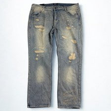 Moda Nova HOMBRE Pantalones de mezclilla de pierna recta desgastados para hombre 42 azul ropa de calle