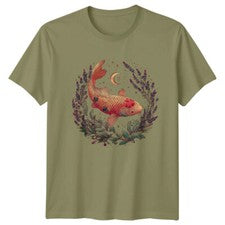 Camiseta para hombre Koi Fish Art estilo japonés naturaleza