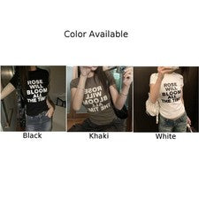 Sofisticada camiseta de manga corta para mujer con letras y gráficos elegantes
