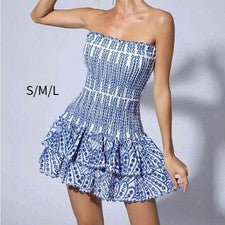 Vestido de verano cintura arrugada volantes capa mini vestido para noches
