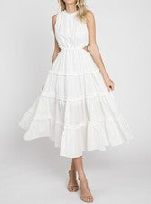 Vestido midi de playa para mujer &Merci blanco con volantes recortados en capas talla grande