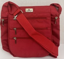 Bolso Bandolera ORGANIZZI Rojo Cereza Bloque RFID Bolsillos para Teléfono Celular
