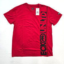 Camiseta Ecko Unltd Para Hombre Rojo Verdadero y Negro Diseño Gráfico Cuello en V EO31K752