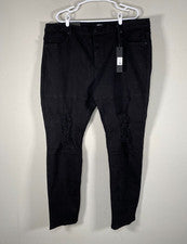 Pantalones de mezclilla Nova Premium SKINNY FIT para hombre 42 tiro alto negros desgastados nuevos con etiquetas