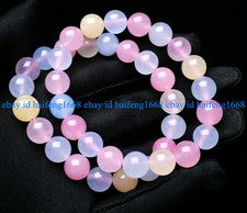 Pulsera de cuentas de piedras preciosas redondas morganita de colores naturales de 2 piezas 6/8/10/12 mm
