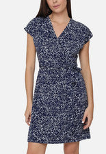 Vestido envolvente sintético Nicole Miller para mujer PEQUEÑO AZUL MARINO-BLANCO