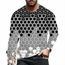 Camiseta Hombre Gradiente Gráfico Negro Manga Larga Moda Ropa De Calle Camiseta