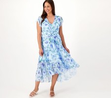 Isaac Mizrahi Live! Vestido Mujer Talla L Siempre Estampado Malla Midi Azul A589943