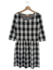 Esprit Vestido Línea A Mujer Cuadros Casual Negro Blanco Talla 38