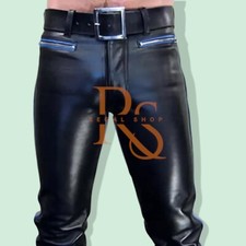 Pantalón de vestir causal de cuero negro para hombre Pantalón de cuero genuino de piel de cordero estilo clásico