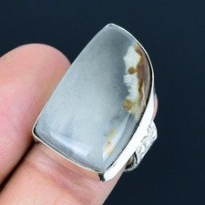 Imagen Jaspe piedras preciosas hecho a mano 925 anillo de joyería de plata...