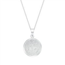 Dije de plata de ley 925 San Benito DS con caja cadena collar antideslustre