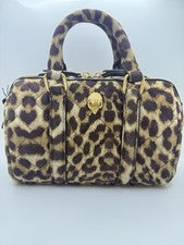 Nuevo Bolso Bandolera/Mano Estampado Leopardo Boston Pequeño Kurt Geiger Gamuza Marrón $245