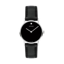 RELOJ MUJER MOVADO SIGNATURE 0607598 PLATA CORREA CUERO NEGRO CAJA INOXIDABLE