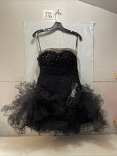 Vestido Let’s Fashion mini de tul negro con cuentas para mujer talla XS
