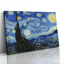 Pintura noche estrellada Van Gogh lienzo impresión enmarcada cuadro arte de pared