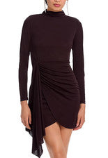 Mini Vestido Aqua Para Mujer Envolvente Reunido - Talla XXL - Jersey Marrón
