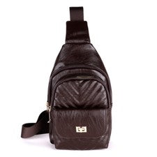 Bandolera para mujer con patrón Chevron bolsillo frontal varias cremalleras