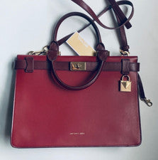 Bolso Bandolera Michael Kors Tatiana de Cuero para Mujer’s M Granate/Sangre de Buey Nuevo con Etiquetas