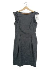 Vestido de mujer ESCADA T. 36 gris lana cachemira volantes vestido de negocios