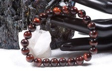 Pulsera de piedras preciosas ojo de tigre rojo | Pulsera esférica de 8 mm