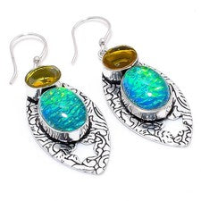 Pendiente de joyería de plata esterlina 925 de piedra preciosa de citrino tri...