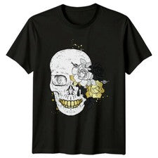 Calavera con rosas Moda Hombre Camiseta Damas Top Gótico Gráfico Camiseta Unisex