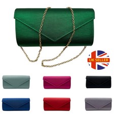 Bolso sin asas de cuero sintético liso para damas noche boda fiesta nupcial cadena hombro