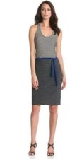 Vestido sin mangas KAMALIKULTURE XS para mujer cintura elástica funda negra a rayas NUEVO