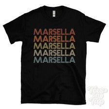 CAMISETA MARSELLA ESTILO RETRO REPETIDO Hombre y Mujer Novedad Genial Nombre Regalo