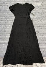 Vestido Lulus Envolvente Para Mujer L Negro Largo Maxi Fluido Bruja Chic Parisino Minimalista